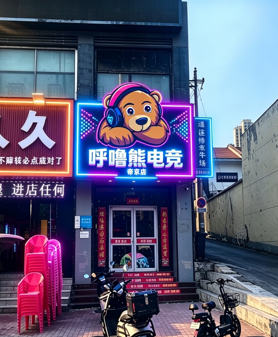 呼噜熊电竞帝京店门头店招设计(电竞门店) - 视图 1