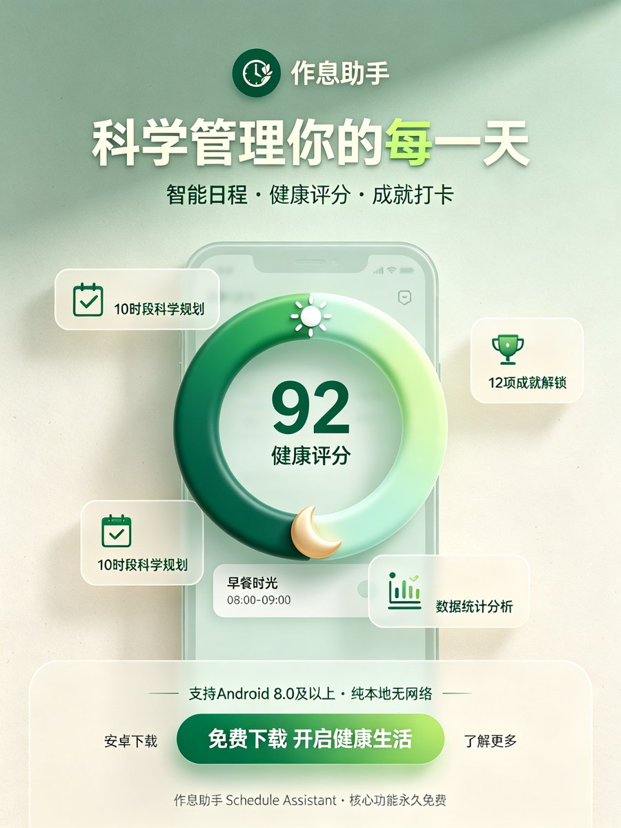 作息助手App推广海报:科学管理你的每一天