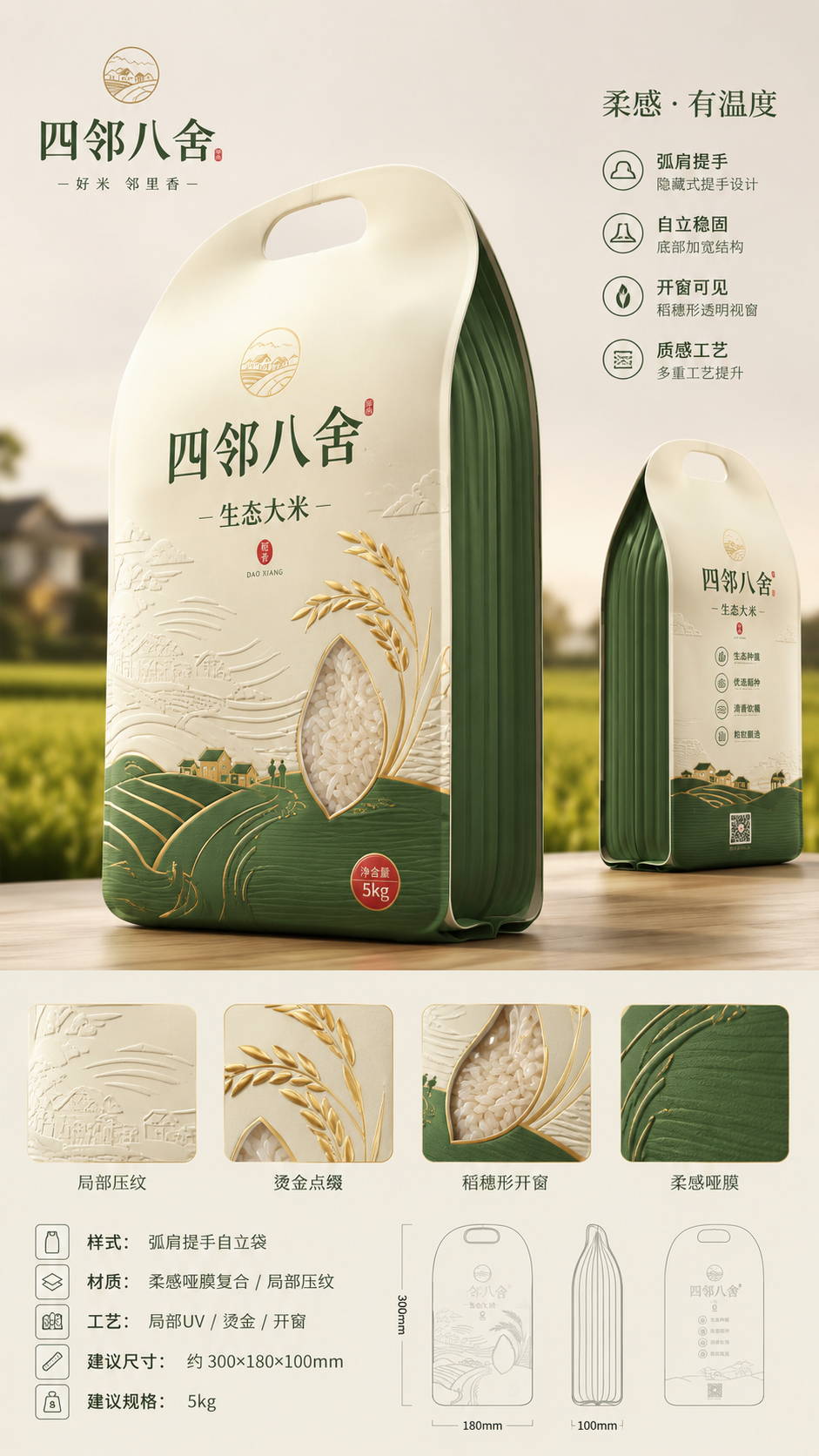 四邻八舍杂粮大米包装设计 - 视图 2